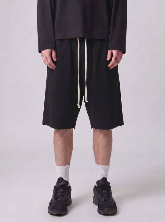  A.u.r.a.s Pant Corto In Cotone Taglio Vivo Short Nero Uomo Black