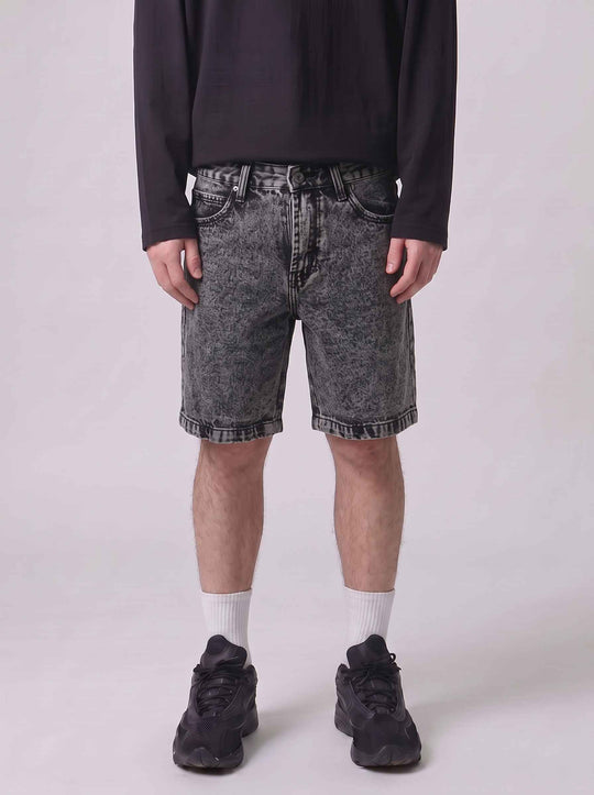  A.u.r.a.s Short Jeans Baggy Fit Black Stone Washed Uomo