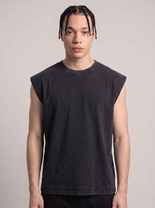  A.u.r.a.s. T-shirt Vintage Cropped Heavy Sleeveless Tee Black Uomo