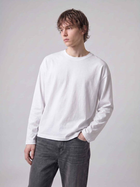 A.u.r.a.s T-shirt Manica Lunga Ls Crop Tee White Uomo