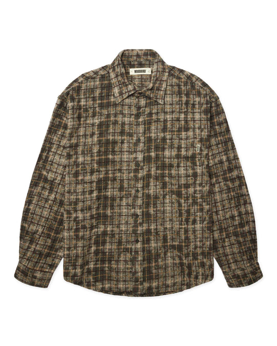  Woodbird Camicia Wbjong Wash Check Shirt Honey Dark Olive Uomo Darkolive