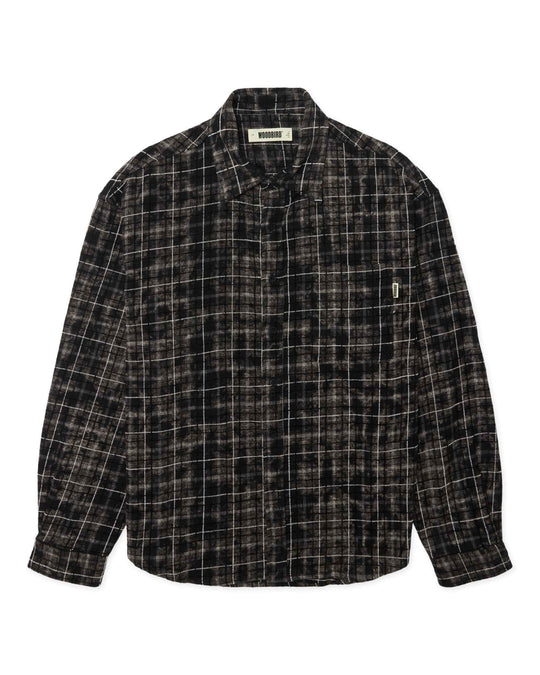  Woodbird Camicia Wbjong Wash Check Shirt Black White Uomo