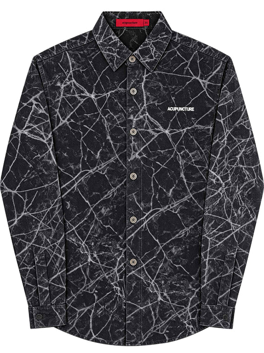  Acupuncture Camicia Patch Work Shirt Washed Black Uomo Washedblack
