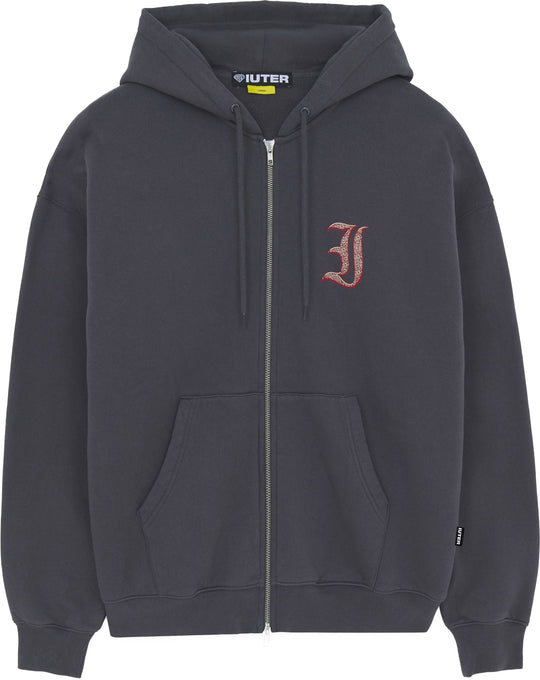  Iuter Felpa Charm Zip Hoodie Asphalt Uomo