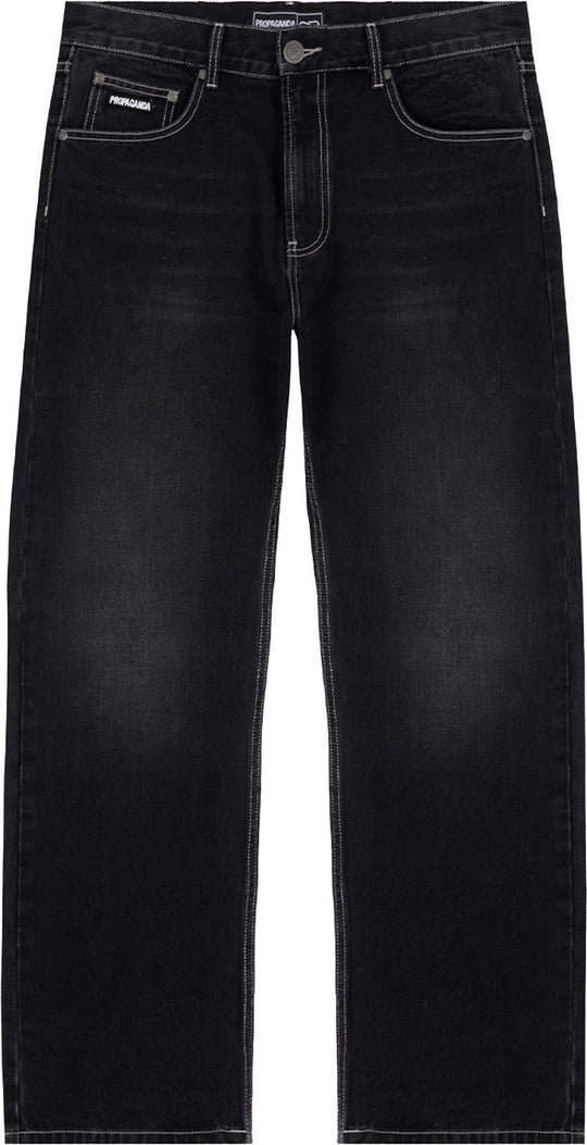  Propaganda Jeans Box Logo Denim Pant Black Uomo