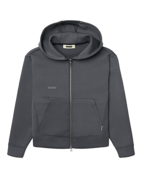  Woodbird Felpa Wbfuji Scuba Zip Hoodie Slate Blue Uomo Black