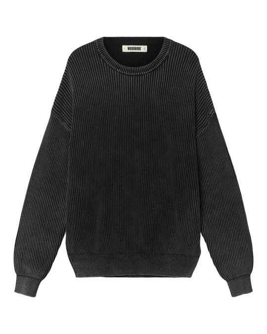  Woodbird Maglione Wbsake Washed Crew Washed Black Uomo