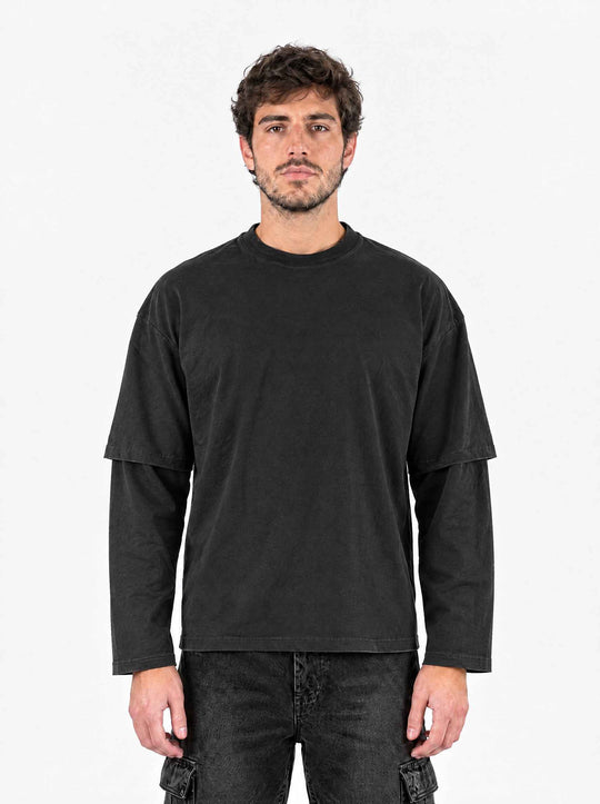  A.u.r.a.s T-shirt Ls Doppia Manica Black Uomo