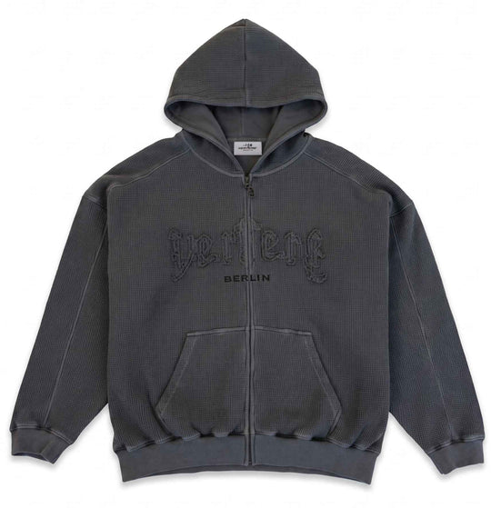 Vertere Felpa Stone Logo Zip Hoodie Washed Black Uomo