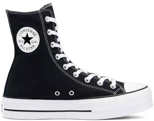  Converse Scarpe Extra High Platform Chuck Taylor All Star High Top Black Donna Nero