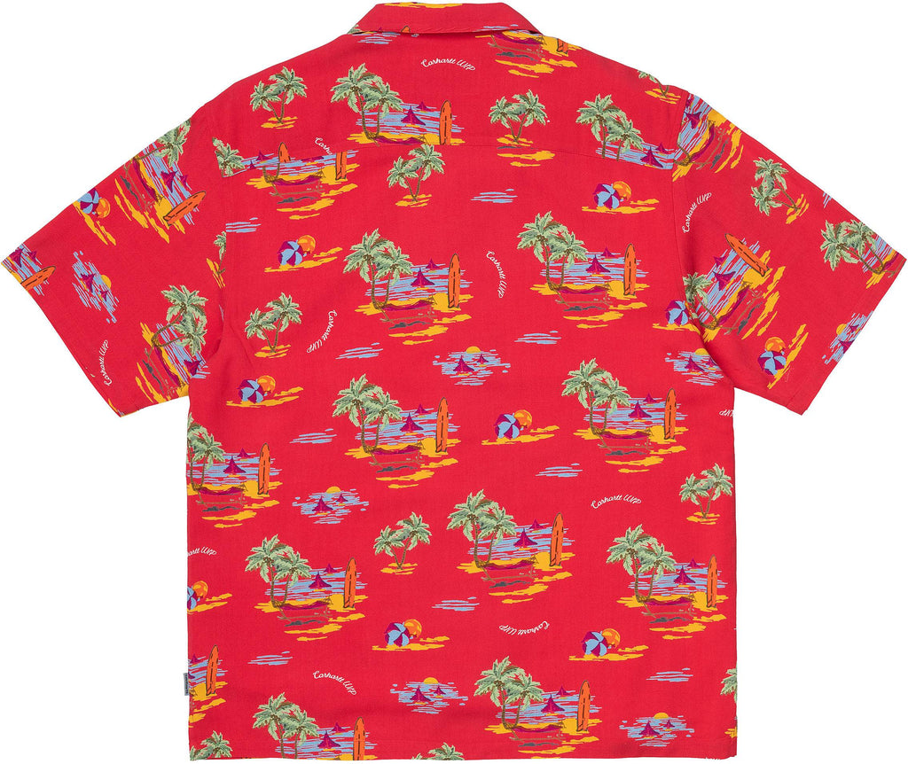  Carhartt Wip Camicia S/s Beach Shirt Beach Print Etna Red Uomo - 2