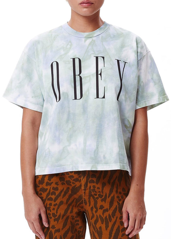 Obey t-shirt New Custom Crop Tie Dye purple half spiral