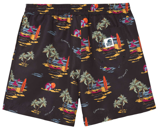  Carhartt Wip Costume Drift Swim Trunk Short Beach Print Black Uomo Nero