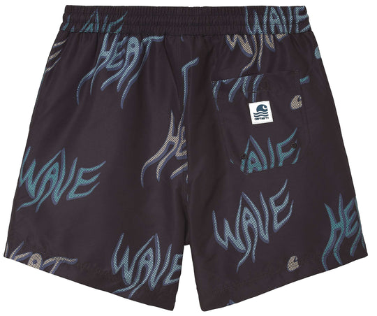  Carhartt Wip Costume Drift Swim Trunk Short Heat Wave Print Black Uomo Nero
