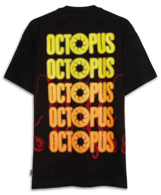  Octopus T-shirt Blurred Tee Black Uomo Nero