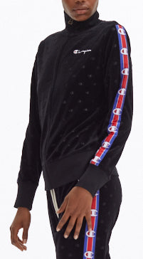  Champion Felpa Velour Logo Burnout 111046 Black Uomo Nero