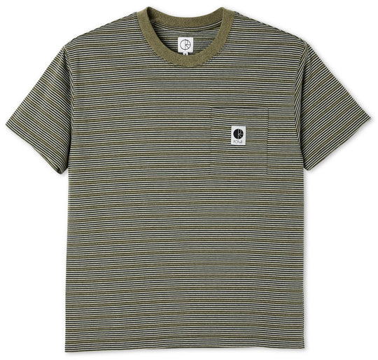  Polar Skate Co. T-shirt Stripe Pocket Tee Army Green Uomo