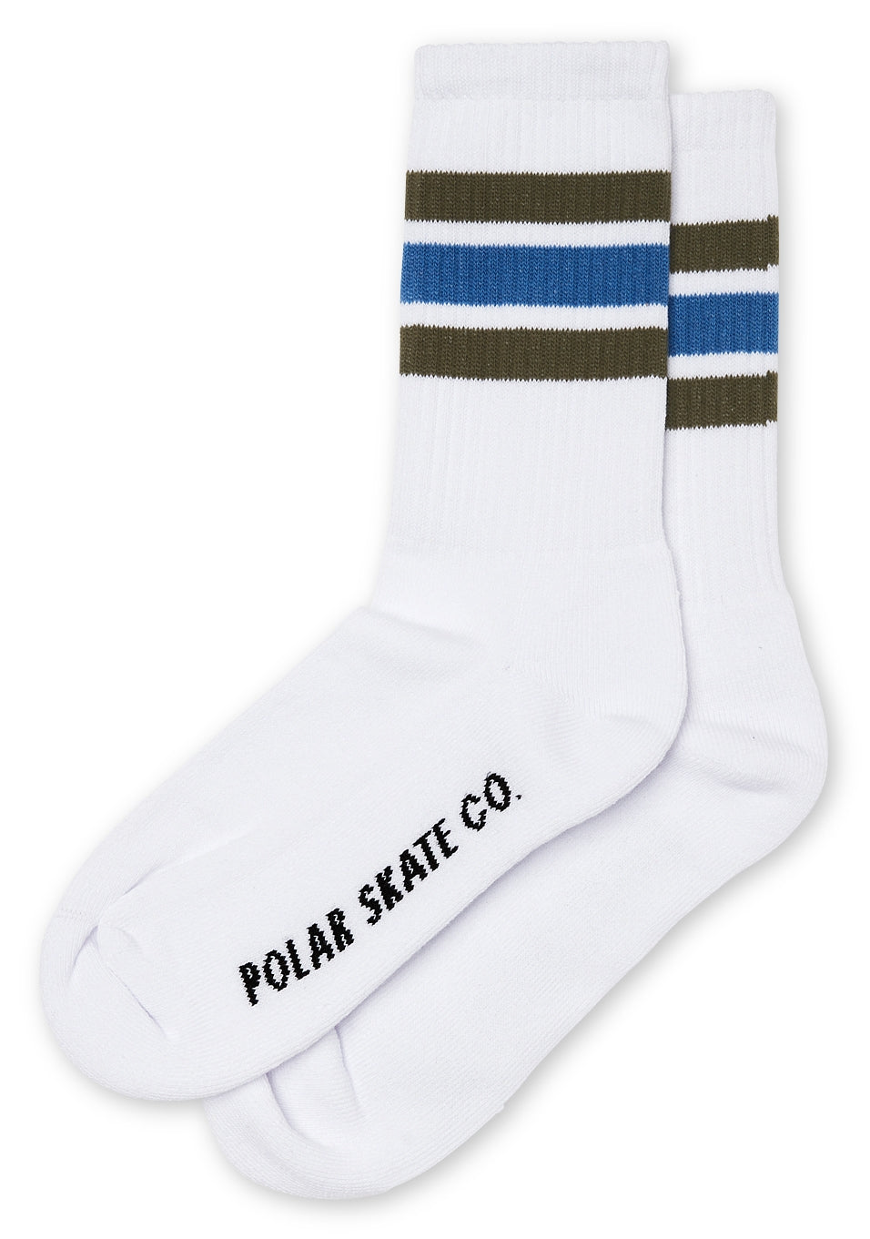  Polar Skate Co. Calze Stripe Socks White Army Blue Fantasia Uomo - 1