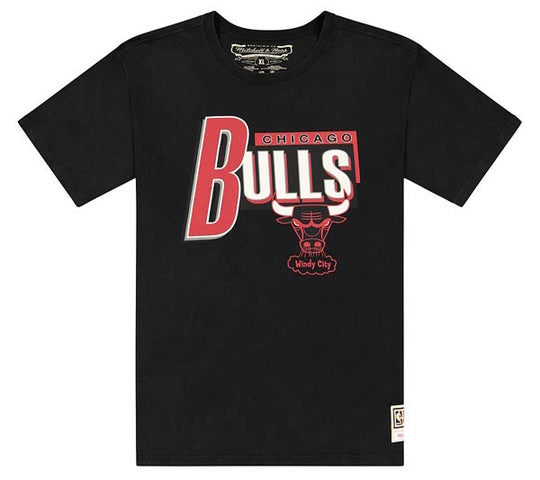  Mitchell & Ness T-shirt Centre Circle Chicago Bulls Tee Black Mitchell E Ness Uomo Nero