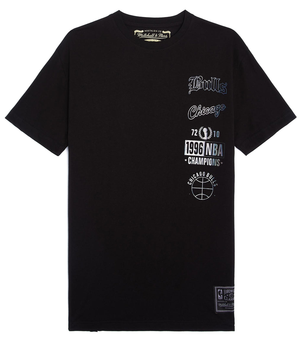  Mitchell E Ness Mitchell & Ness T-shirt Iridescent Stack Tee Bulls Black Uomo - 1