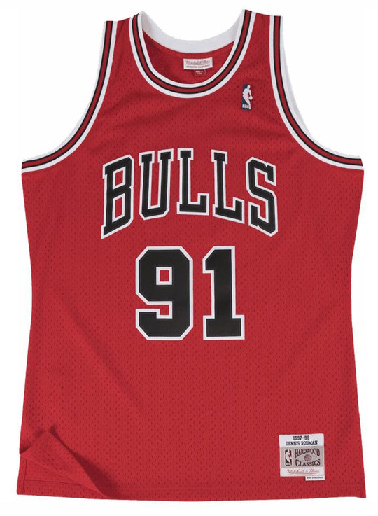  Mitchell & Ness Canotta Nba Swingman Jersey Bulls 91 Dennis Rodman Mitchell E Ness Uomo Rosso