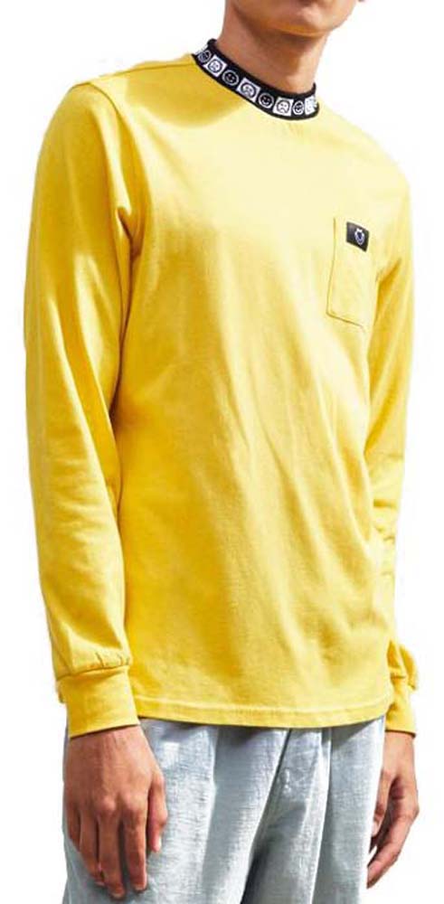  Lazy Oaf Maglia Happy Sad Rib Ls T-shirt Yellow Giallo Uomo - 1