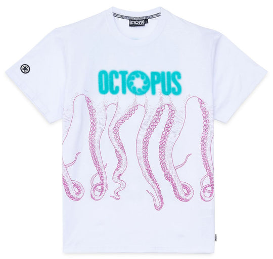  Octopus T-shirt Blurred Tee White Uomo Bianco
