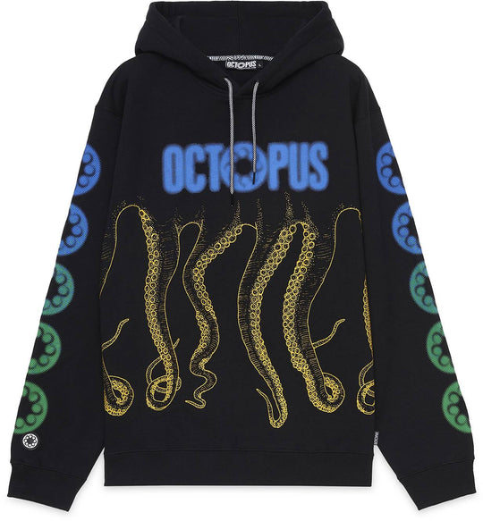  Octopus Felpa Blurred Hoodie Black Uomo Nero