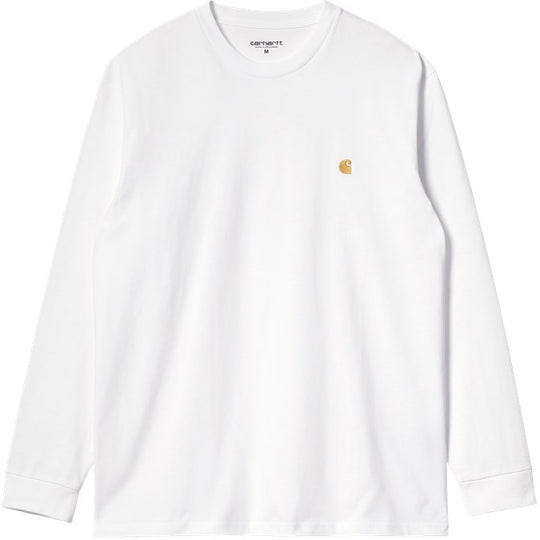  Carhartt Wip T-shirt L/s Chase Tee White Gold Uomo Bianco