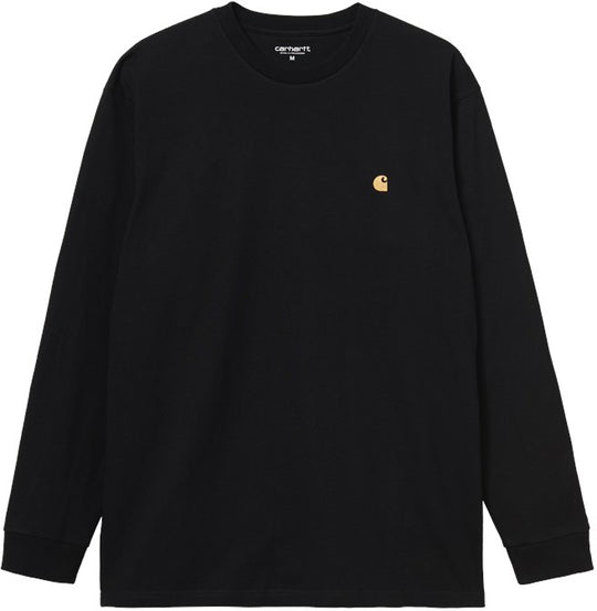  Carhartt Wip T-shirt L/s Chase Tee Black Gold Uomo Nero