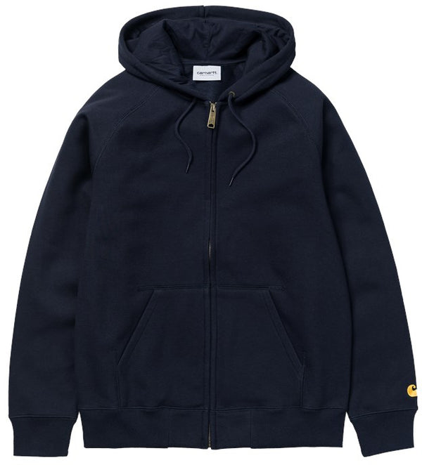 Carhartt WIP felpa Hooded Chase Jacket dark navy gold