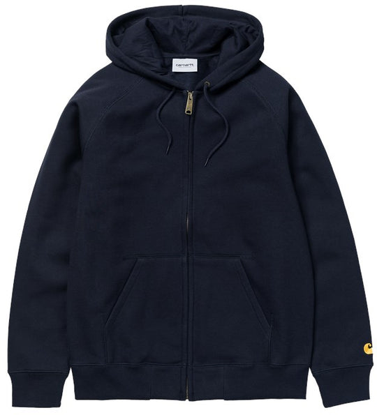  Carhartt Wip Felpa Hooded Chase Jacket Dark Navy Gold Uomo Blu