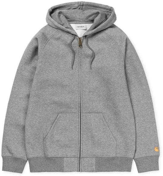  Carhartt Wip Felpa Hooded Chase Jacket Grey Heather Gold Uomo Grigio