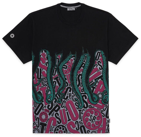  Octopus T-shirt Letterz Tee Black Uomo Nero