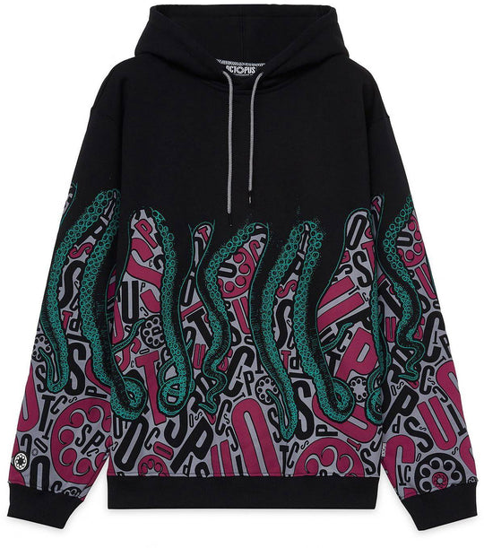  Octopus Felpa Octopus Letterz Hoodie Black Uomo Nero
