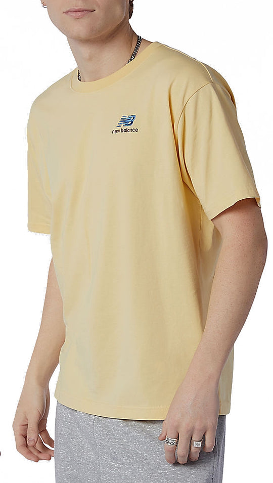  New Balance T-shirt Essentials Embroidered Tee Pale Straw Uomo Giallo