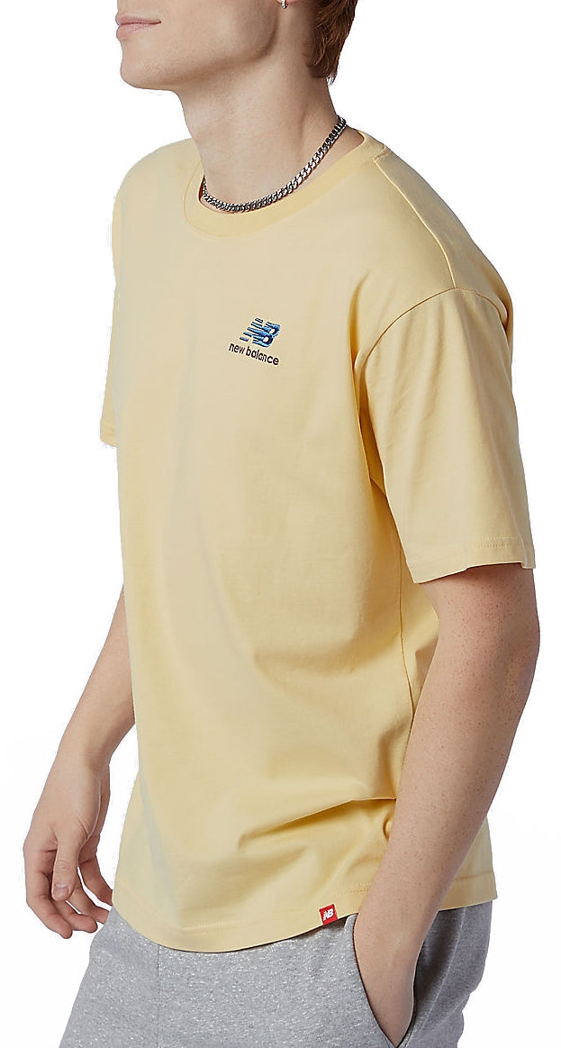  New Balance T-shirt Essentials Embroidered Tee Pale Straw Yellow Uomo - 2