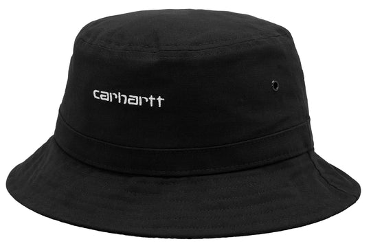  Carhartt Wip Cappello Script Bucket Hat Black White Uomo Nero