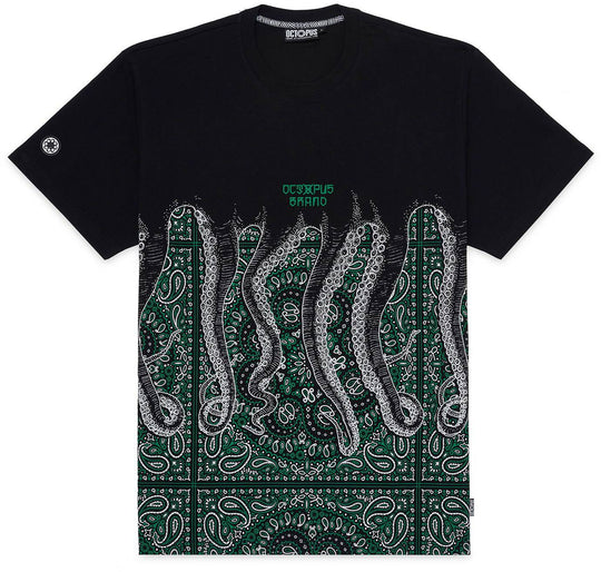  Octopus T-shirt Bandana Tee Black Uomo Nero