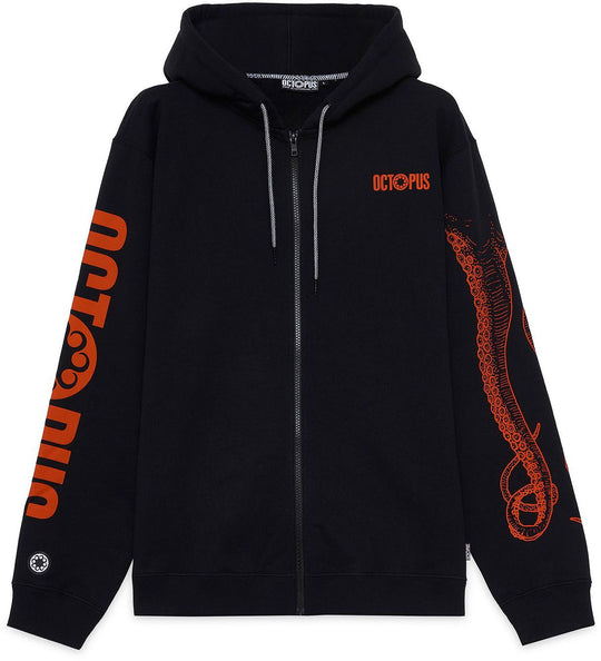  Octopus Felpa Logo Zip Hoodie Black Uomo Nero