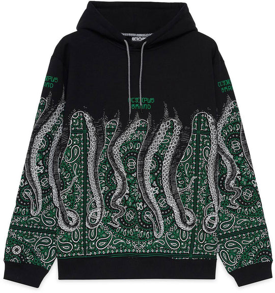 Octopus Felpa Bandana Hoodie Black Uomo Nero