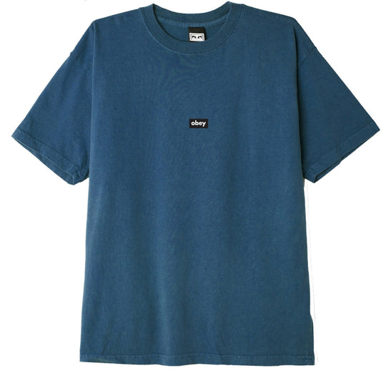  Obey T-shirt Black Bar Heavyweight Tee Deep Ocean Uomo Blu