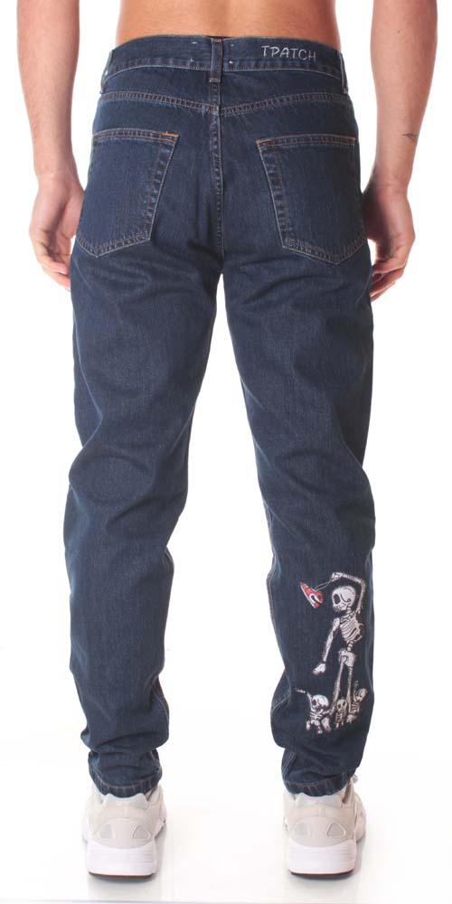  Tpatch T-patch Pantaloni Air Jordan Skull Family Jeans Blu Uomo - 1