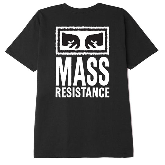  Obey T-shirt Mass Resistance Classic Tee Black Uomo Nero