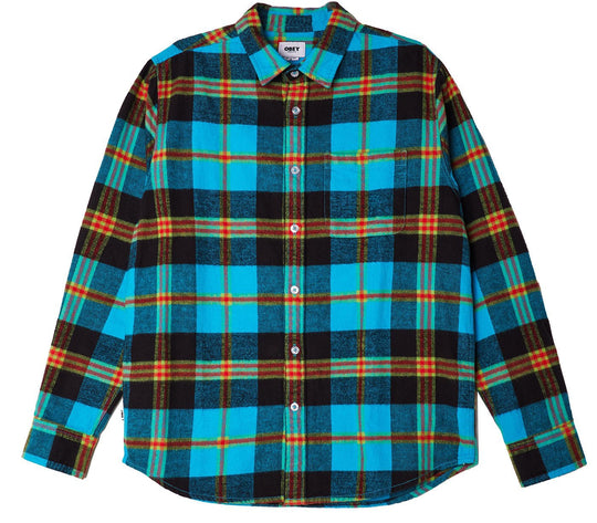  Obey Camicia Orchard Flannel Shirt Aqua Multi Uomo