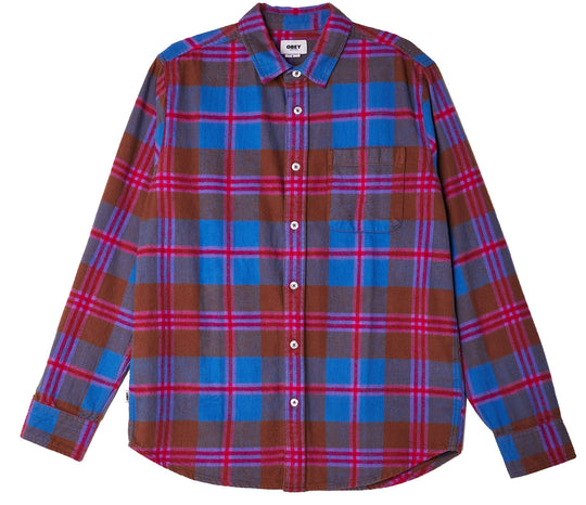  Obey Camicia Orchard Flannel Shirt Brown Multi Uomo Marrone