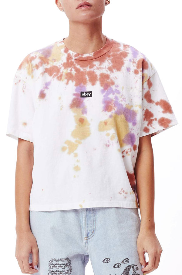 Obey t-shirt Tag Custom Crop Box tie dye copper coin