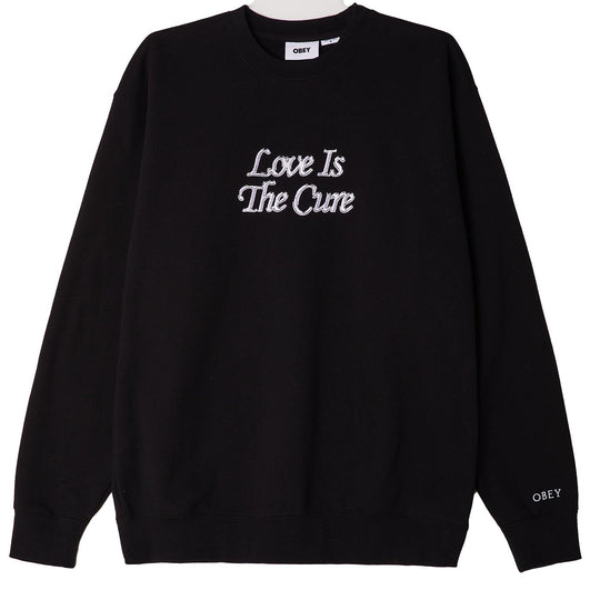  Obey Felpa Love Is The Cure Crewneck Black Uomo Nero
