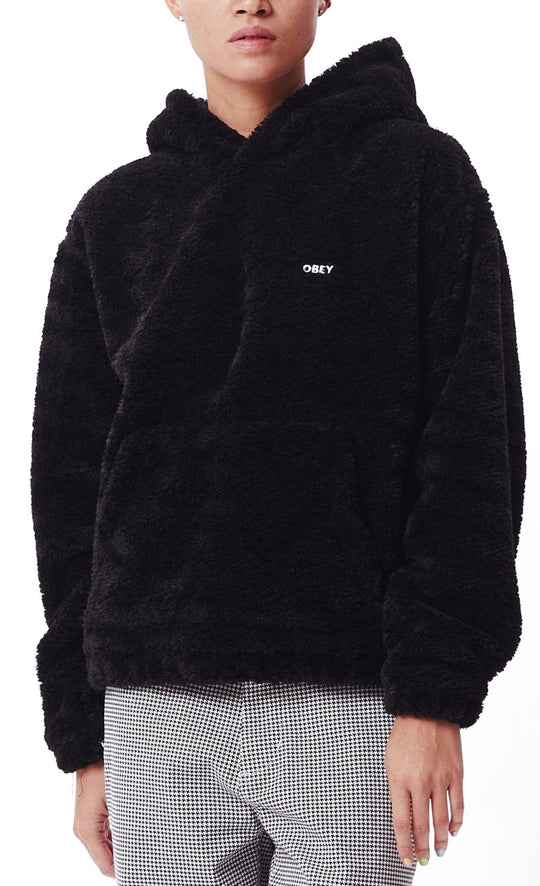  Obey Felpa Gias Polar Pullover Hood Black Uomo Nero