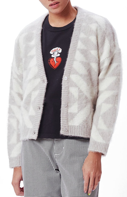  Obey Maglione Cardigan Zoey White Multi Uomo Bianco